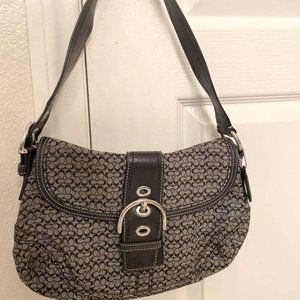 Coach Signature Black and Grey Shoulder Bag